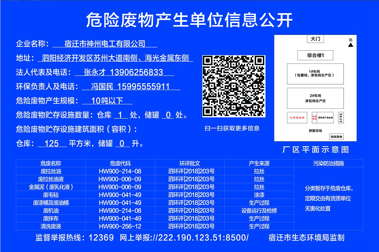 宿迁市柠檬APP在线观看视频电工有限公司危险废物产生单位信息公开